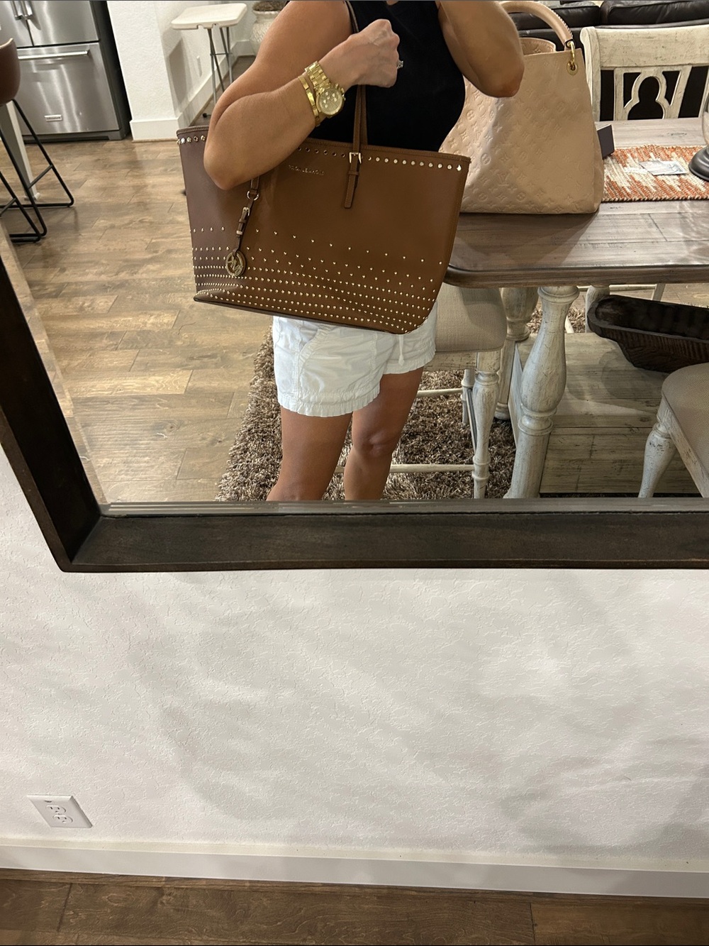 Michael Kors Brown Studded Leather Tote